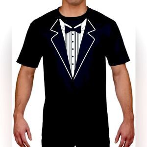 Funny graphic tuxedo suit T-shirt black men’s M/L
